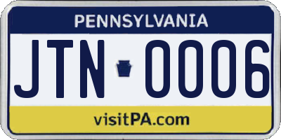 PA license plate JTN0006