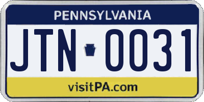 PA license plate JTN0031