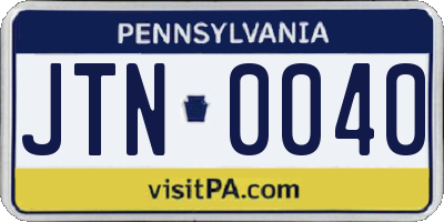 PA license plate JTN0040