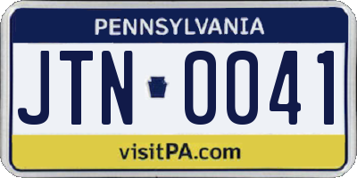 PA license plate JTN0041
