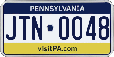 PA license plate JTN0048