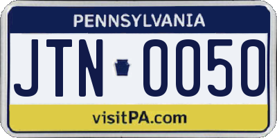 PA license plate JTN0050