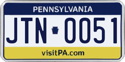 PA license plate JTN0051