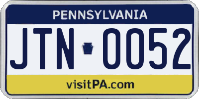 PA license plate JTN0052