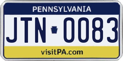 PA license plate JTN0083