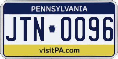 PA license plate JTN0096