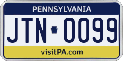 PA license plate JTN0099