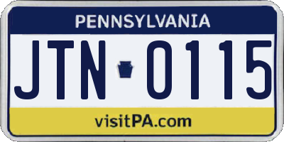 PA license plate JTN0115
