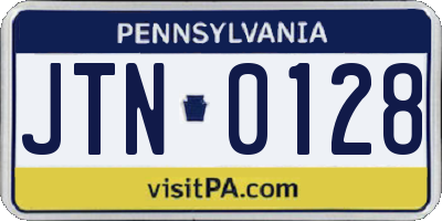 PA license plate JTN0128