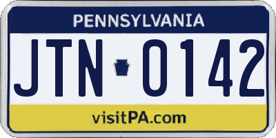 PA license plate JTN0142