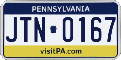 PA license plate JTN0167