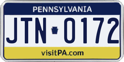 PA license plate JTN0172