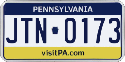 PA license plate JTN0173