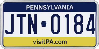 PA license plate JTN0184