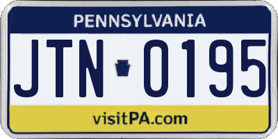 PA license plate JTN0195