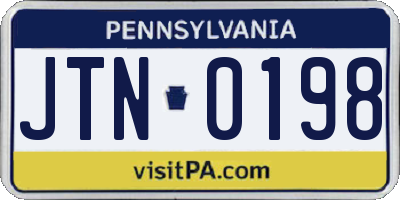 PA license plate JTN0198