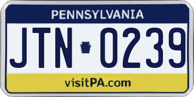 PA license plate JTN0239
