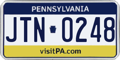 PA license plate JTN0248
