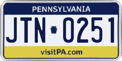 PA license plate JTN0251