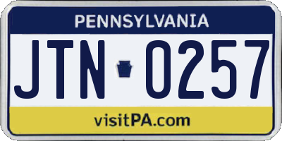 PA license plate JTN0257