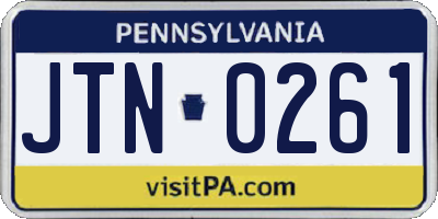 PA license plate JTN0261