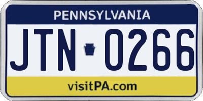 PA license plate JTN0266