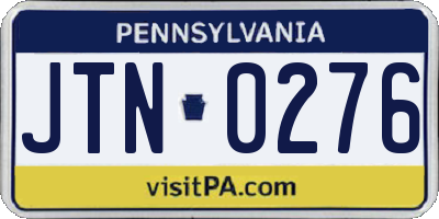 PA license plate JTN0276