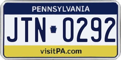 PA license plate JTN0292