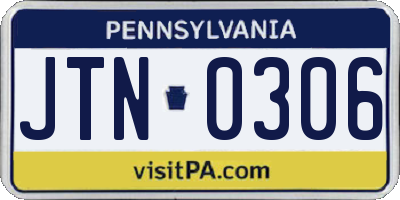 PA license plate JTN0306