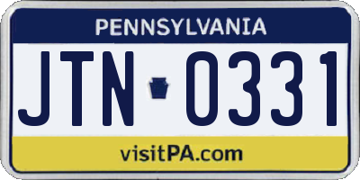 PA license plate JTN0331
