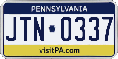 PA license plate JTN0337