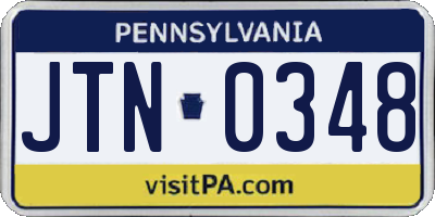 PA license plate JTN0348