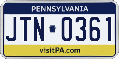 PA license plate JTN0361