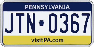 PA license plate JTN0367