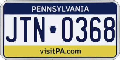 PA license plate JTN0368
