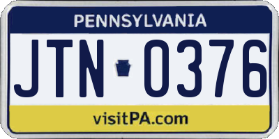 PA license plate JTN0376