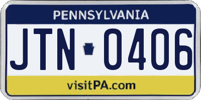 PA license plate JTN0406