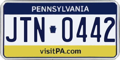 PA license plate JTN0442