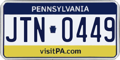 PA license plate JTN0449