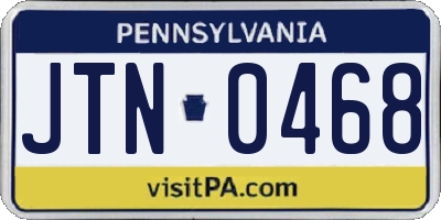 PA license plate JTN0468