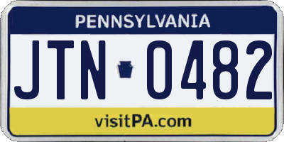 PA license plate JTN0482