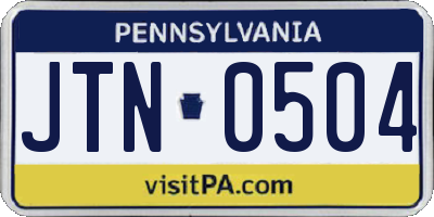 PA license plate JTN0504