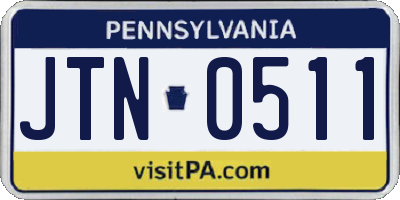 PA license plate JTN0511