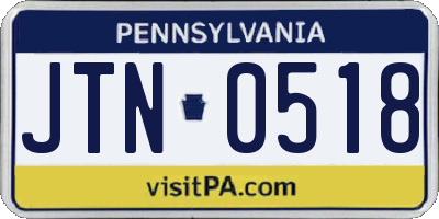 PA license plate JTN0518