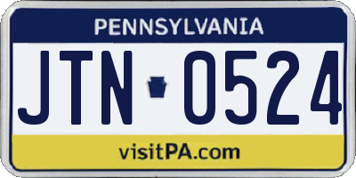 PA license plate JTN0524