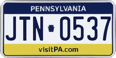 PA license plate JTN0537