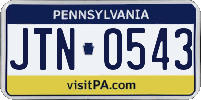 PA license plate JTN0543