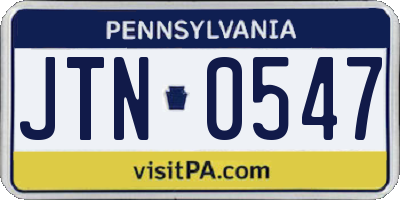 PA license plate JTN0547