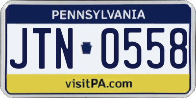 PA license plate JTN0558