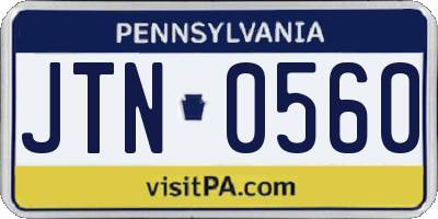PA license plate JTN0560